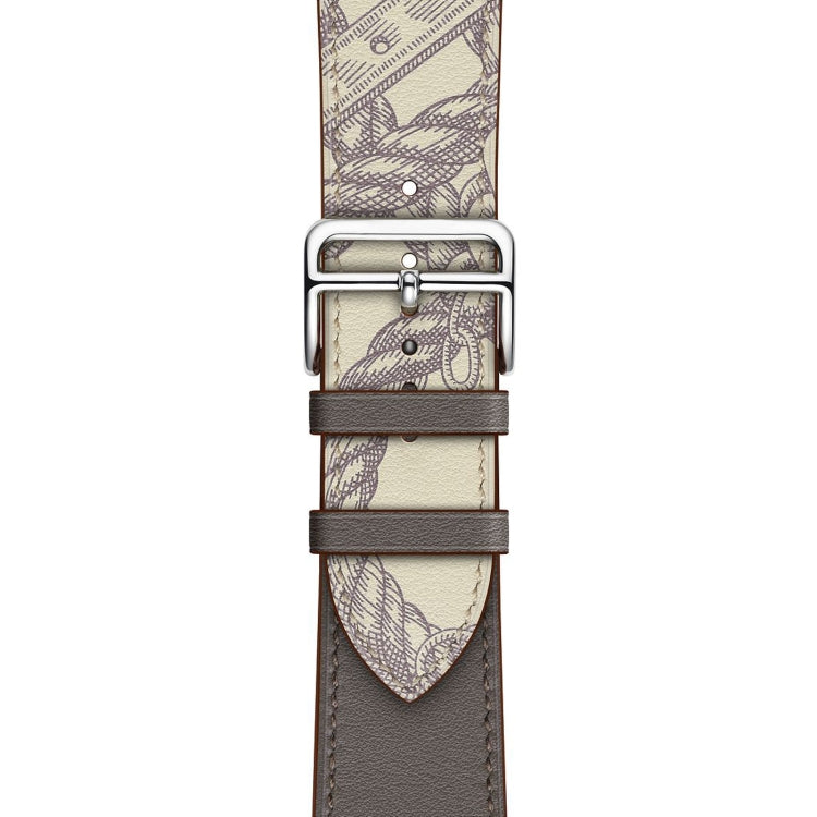 For Apple Watch Series 9&8&7 41mm / SE 3&SE 2&6&SE&5&4 40mm / 3&2&1 38mm Silk Screen Pattern Leather Watch Band(Grey) by bashfashion
