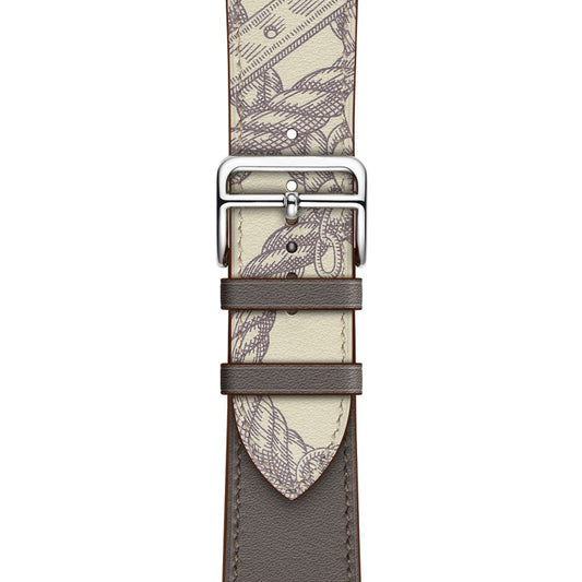For Apple Watch Series 9&8&7 41mm / SE 3&SE 2&6&SE&5&4 40mm / 3&2&1 38mm Silk Screen Pattern Leather Watch Band(Grey) by bashfashion