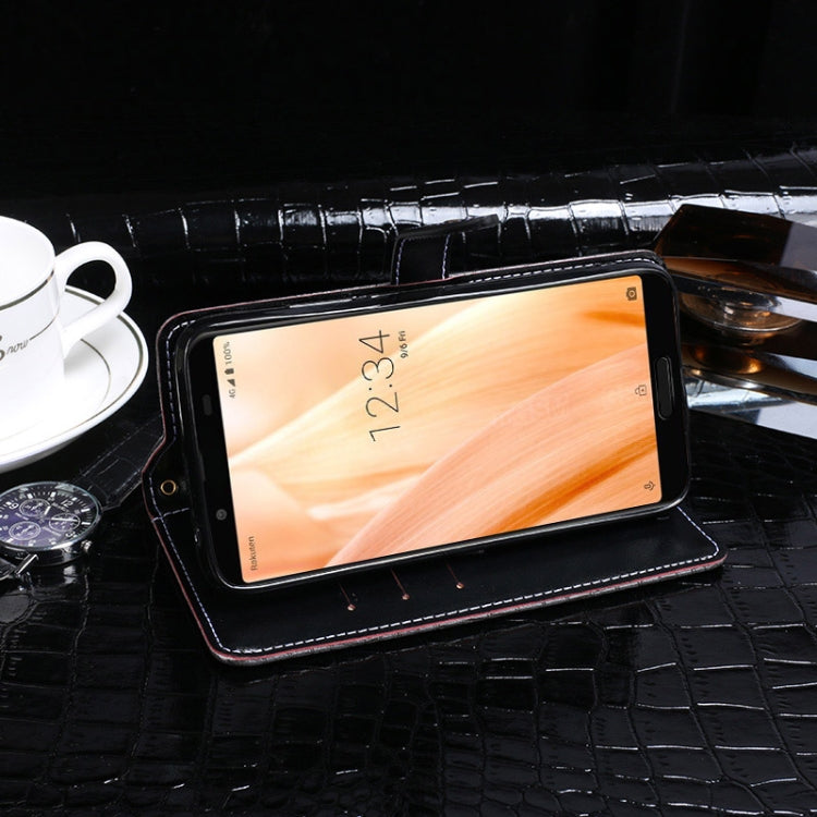 For Sharp Aquos Sense3 idewei Crocodile Texture Horizontal Flip Leather Case with Holder & Card Slots & Wallet(Black) by idewei