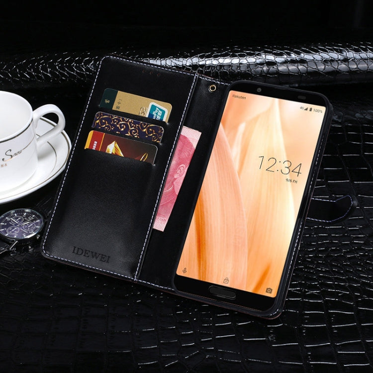 For Sharp Aquos Sense3 idewei Crocodile Texture Horizontal Flip Leather Case with Holder & Card Slots & Wallet(Black) by idewei