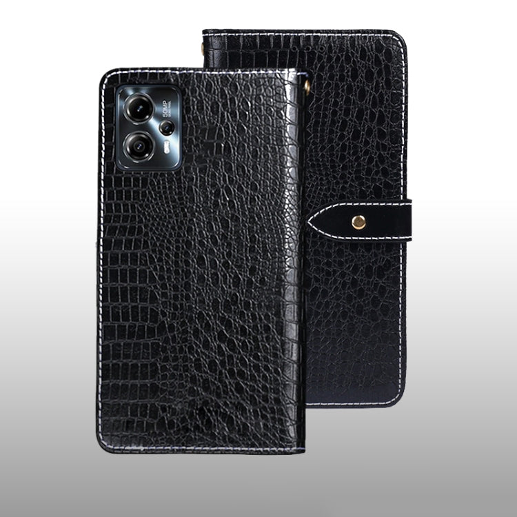 For Motorola Moto G23/G13 idewei Crocodile Texture Leather Phone Case(Black) by idewei