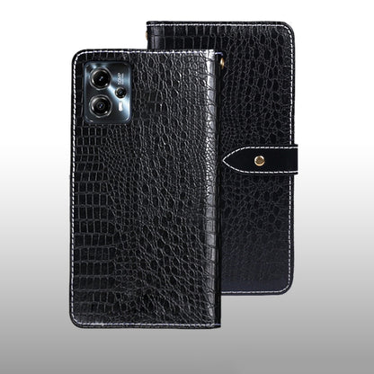 For Motorola Moto G23/G13 idewei Crocodile Texture Leather Phone Case(Black) by idewei
