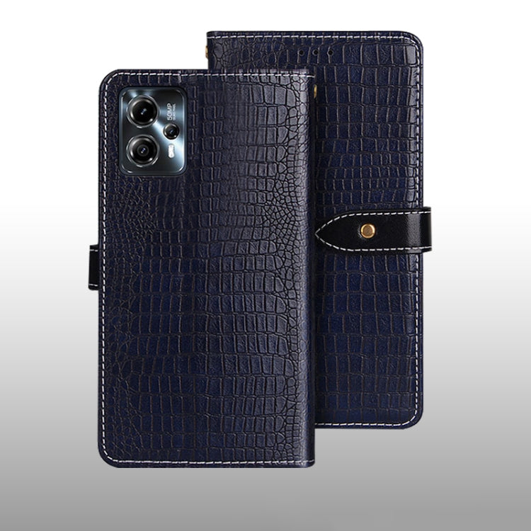 For Motorola Moto G23/G13 idewei Crocodile Texture Leather Phone Case(Dark Blue) by idewei