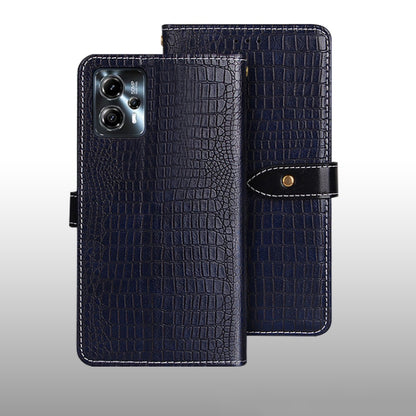 For Motorola Moto G23/G13 idewei Crocodile Texture Leather Phone Case(Dark Blue) by idewei