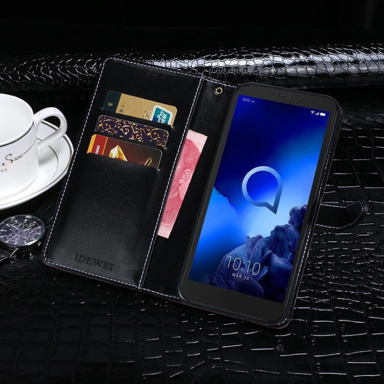 For Alcatel 1V (2019) idewei Crocodile Texture Horizontal Flip Leather Case with Holder & Card Slots & Wallet(Dark Blue) by idewei