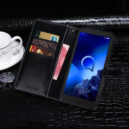 For Alcatel 1V (2019) idewei Crocodile Texture Horizontal Flip Leather Case with Holder & Card Slots & Wallet(Dark Blue) by idewei