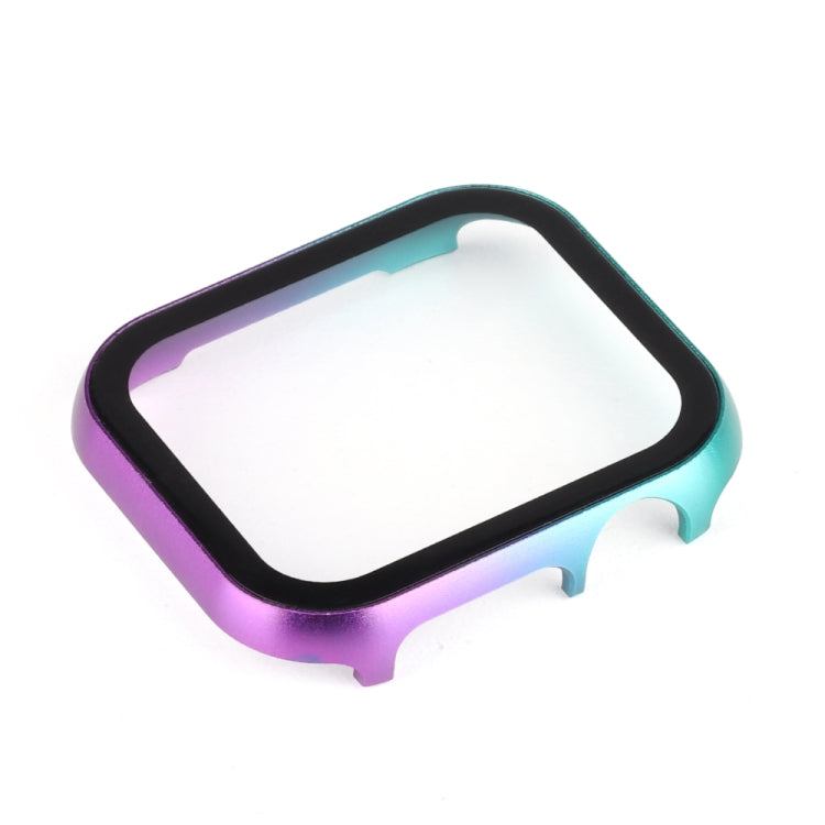 For Apple Watch Series 9 / 8 / 7 45mm Metal Frame + Tempered Glass Protector Case(Pink Green) by bashfashion