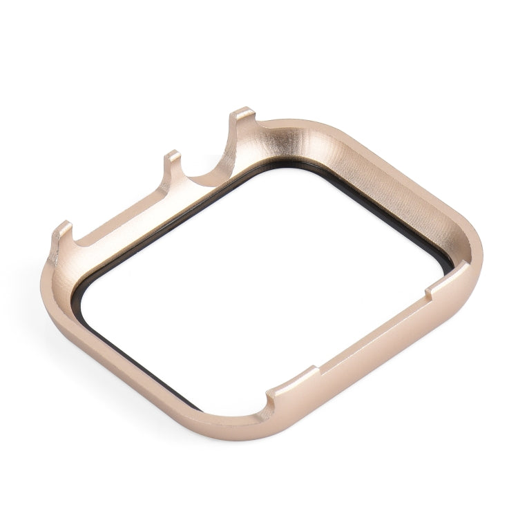 For Apple Watch Series 9 / 8 / 7 45mm Metal Frame + Tempered Glass Protector Case(Gold) by bashfashion