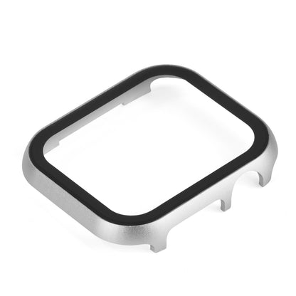 For Apple Watch Series 9 / 8 / 7 45mm Metal Frame + Tempered Glass Protector Case(Silver) by bashfashion