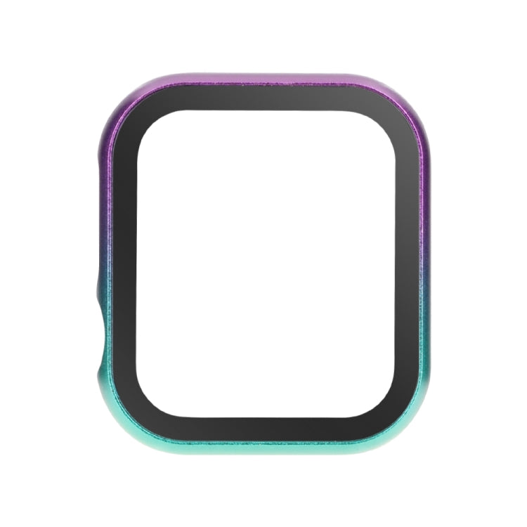 For Apple Watch Series SE 2025&SE2&6&SE&5&4 44mm Metal Frame + Tempered Glass Protector Case(Pink Green) by bashfashion