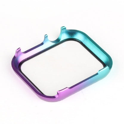 For Apple Watch Series SE 2025&SE2&6&SE&5&4 44mm Metal Frame + Tempered Glass Protector Case(Pink Green) by bashfashion