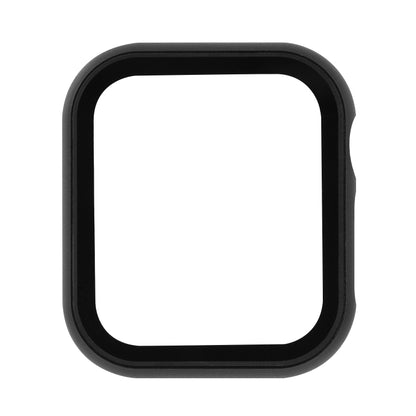 For Apple Watch Series 9 / 8 / 7 41mm Metal Frame + Tempered Glass Protector Case(Black) by bashfashion