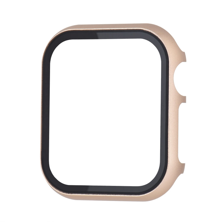 For Apple Watch Series 9 / 8 / 7 41mm Metal Frame + Tempered Glass Protector Case(Gold) by bashfashion