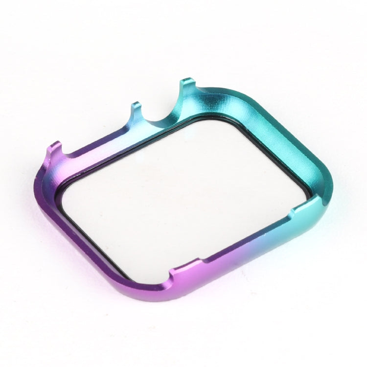 For Apple Watch Series SE 2025&SE2&6&SE&5&4 40mm Metal Frame + Tempered Glass Protector Case(Pink Green) by bashfashion