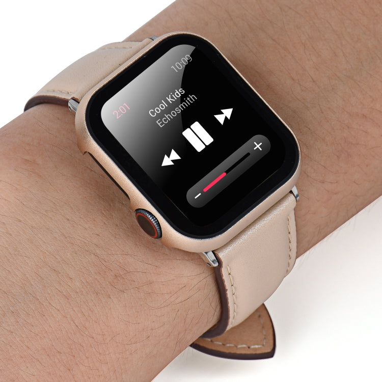 For Apple Watch Series 3&2&1 38mm Metal Frame + Tempered Glass Protector Case(Gold) by bashfashion