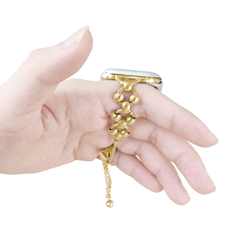 Steel Ball Chain Watch Band For Apple Watch Ultra 49mm&Watch Ultra 2 49mm / Series 9&8&7 45mm / SE 3&SE 2&6&SE&5&4 44mm / 3&2&1 42mm (Gold) by bashfashion