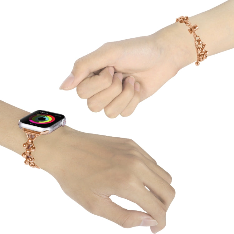 Steel Ball Chain Watch Band For Apple Watch Ultra 49mm&Watch Ultra 2 49mm / Series 9&8&7 45mm / SE 3&SE 2&6&SE&5&4 44mm / 3&2&1 42mm (Rose Gold) by bashfashion