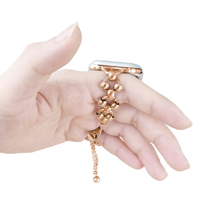 Steel Ball Chain Watch Band For Apple Watch Ultra 49mm&Watch Ultra 2 49mm / Series 9&8&7 45mm / SE 3&SE 2&6&SE&5&4 44mm / 3&2&1 42mm (Rose Gold) by bashfashion