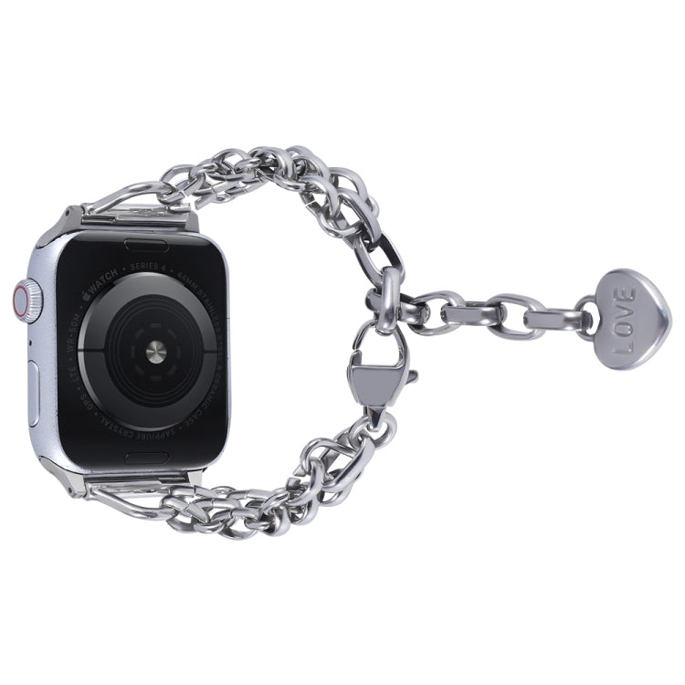 Stainless Steel Three Row Chain Watch Band For Apple Watch Ultra 49mm&Watch Ultra 2 49mm / Series 9&8&7 45mm / SE 3&SE 2&6&SE&5&4 44mm / 3&2&1 42mm (Silver) by bashfashion
