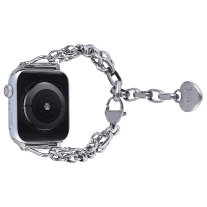 Stainless Steel Three Row Chain Watch Band For Apple Watch Ultra 49mm&Watch Ultra 2 49mm / Series 9&8&7 45mm / SE 3&SE 2&6&SE&5&4 44mm / 3&2&1 42mm (Silver) by bashfashion