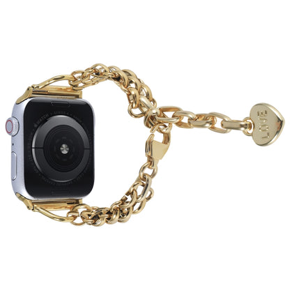 Stainless Steel Three Row Chain Watch Band For Apple Watch Ultra 49mm&Watch Ultra 2 49mm / Series 9&8&7 45mm / SE 3&SE 2&6&SE&5&4 44mm / 3&2&1 42mm (Gold) by bashfashion