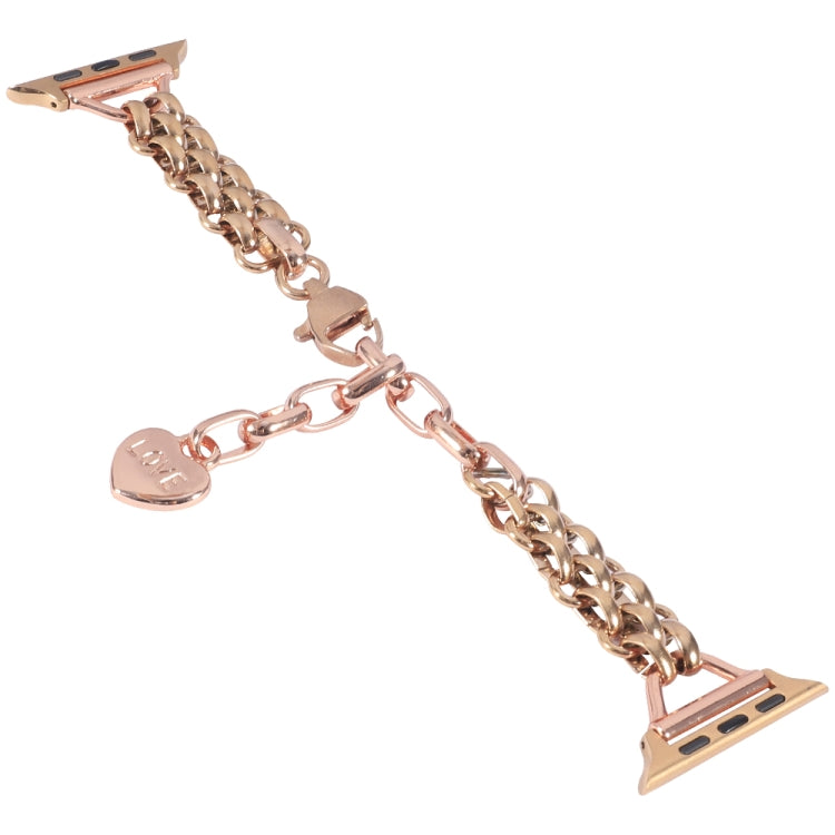 Stainless Steel Three Row Chain Watch Band For Apple Watch Ultra 49mm&Watch Ultra 2 49mm / Series 9&8&7 45mm / SE 3&SE 2&6&SE&5&4 44mm / 3&2&1 42mm (Rose Gold) by bashfashion