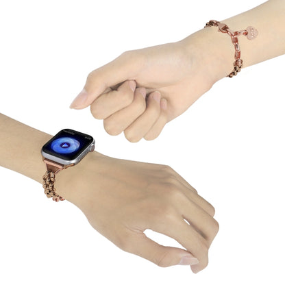Stainless Steel Three Row Chain Watch Band For Apple Watch Ultra 49mm&Watch Ultra 2 49mm / Series 9&8&7 45mm / SE 3&SE 2&6&SE&5&4 44mm / 3&2&1 42mm (Rose Gold) by bashfashion