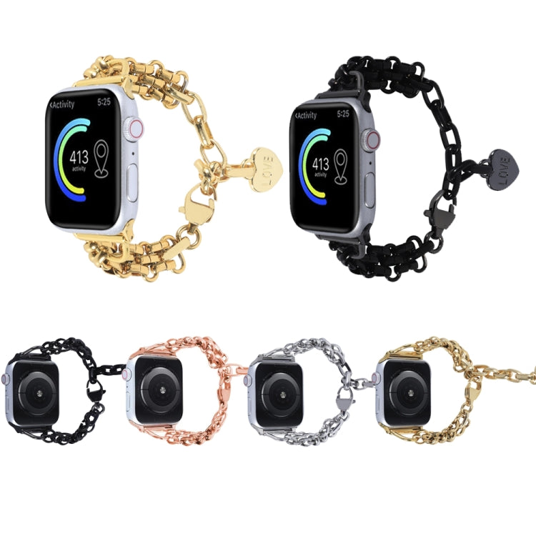 Stainless Steel Three Row Chain Watch Band For Apple Watch Ultra 49mm&Watch Ultra 2 49mm / Series 9&8&7 45mm / SE 3&SE 2&6&SE&5&4 44mm / 3&2&1 42mm (Silver) by bashfashion