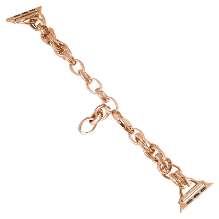 Metal Ripple Twist Chain Watch Band For Apple Watch Ultra 49mm&Watch Ultra 2 49mm / Series 9&8&7 45mm / SE 3&SE 2&6&SE&5&4 44mm / 3&2&1 42mm (Rose Gold) by bashfashion