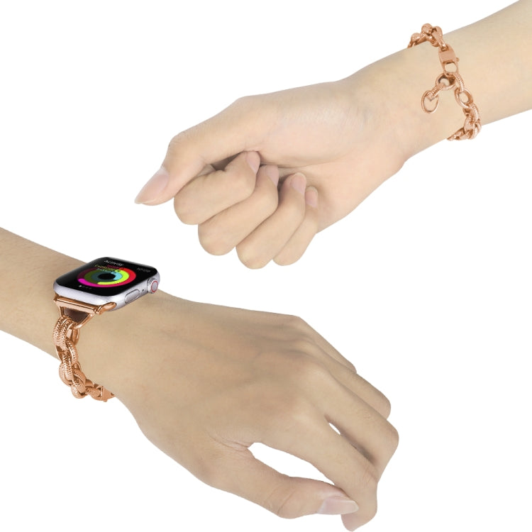 Metal Ripple Twist Chain Watch Band For Apple Watch Ultra 49mm&Watch Ultra 2 49mm / Series 9&8&7 45mm / SE 3&SE 2&6&SE&5&4 44mm / 3&2&1 42mm (Rose Gold) by bashfashion