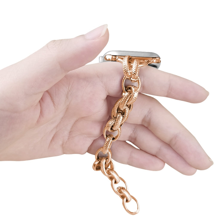 Metal Ripple Twist Chain Watch Band For Apple Watch Ultra 49mm&Watch Ultra 2 49mm / Series 9&8&7 45mm / SE 3&SE 2&6&SE&5&4 44mm / 3&2&1 42mm (Rose Gold) by bashfashion