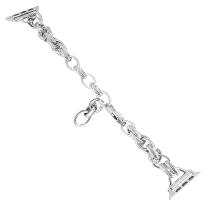 Metal Ripple Twist Chain Watch Band For Apple Watch Ultra 49mm&Watch Ultra 2 49mm / Series 9&8&7 45mm / SE 3&SE 2&6&SE&5&4 44mm / 3&2&1 42mm (Silver) by bashfashion