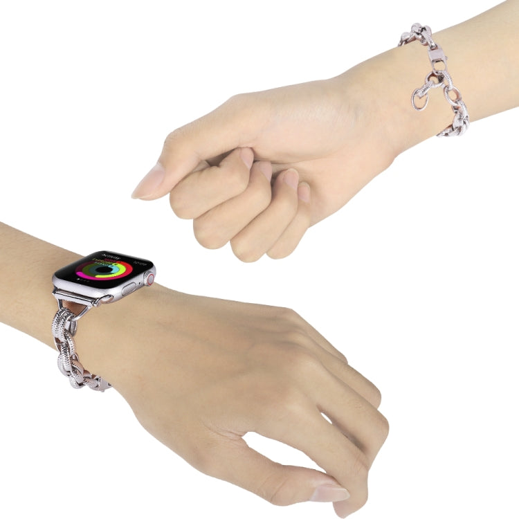 Metal Ripple Twist Chain Watch Band For Apple Watch Ultra 49mm&Watch Ultra 2 49mm / Series 9&8&7 45mm / SE 3&SE 2&6&SE&5&4 44mm / 3&2&1 42mm (Silver) by bashfashion