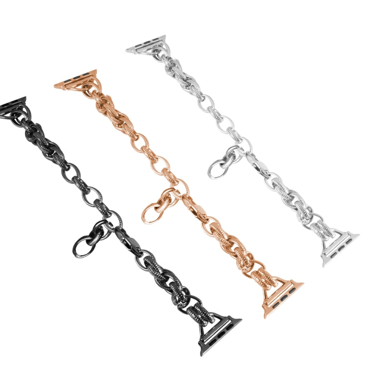 Metal Ripple Twist Chain Watch Band For Apple Watch Ultra 49mm&Watch Ultra 2 49mm / Series 9&8&7 45mm / SE 3&SE 2&6&SE&5&4 44mm / 3&2&1 42mm (Rose Gold) by bashfashion
