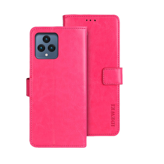 For T-Mobile REVVL 6 5G idewei Crazy Horse Texture Leather Phone Case with Holder(Rose Red) by idewei