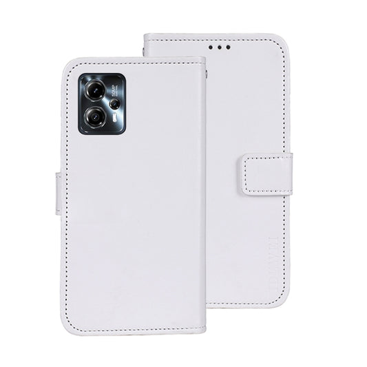 For Motorola Moto G23/G13 idewei Crazy Horse Texture Leather Phone Case with Holder(White) by idewei