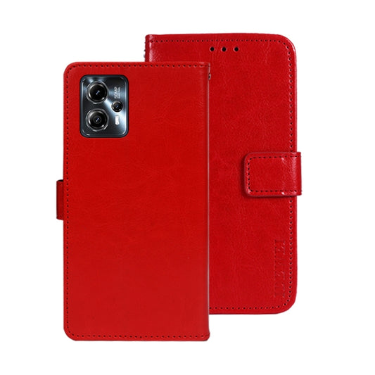 For Motorola Moto G23/G13 idewei Crazy Horse Texture Leather Phone Case with Holder(Red) by idewei