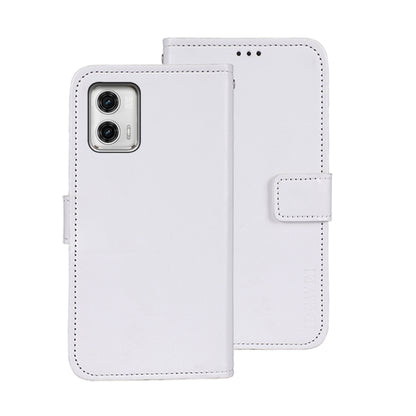 For Motorola Moto G73 idewei Crazy Horse Texture Leather Phone Case with Holder(White) by idewei