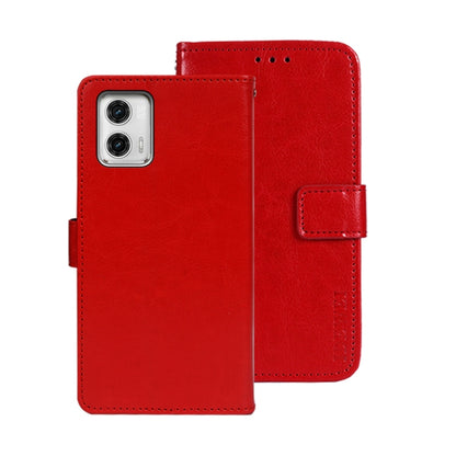 For Motorola Moto G73 idewei Crazy Horse Texture Leather Phone Case with Holder(Red) by idewei