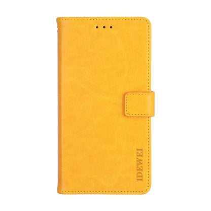 For Motorola Moto G73 idewei Crazy Horse Texture Leather Phone Case with Holder(Yellow) by idewei