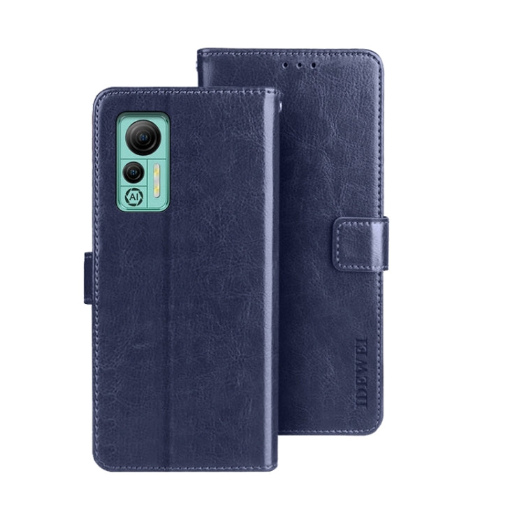 For Ulefone Note 14 idewei Crazy Horse Texture Leather Phone Case with Holder(Blue) by idewei