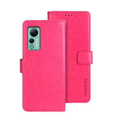 For Ulefone Note 14 idewei Crazy Horse Texture Leather Phone Case with Holder(Rose Red) by idewei