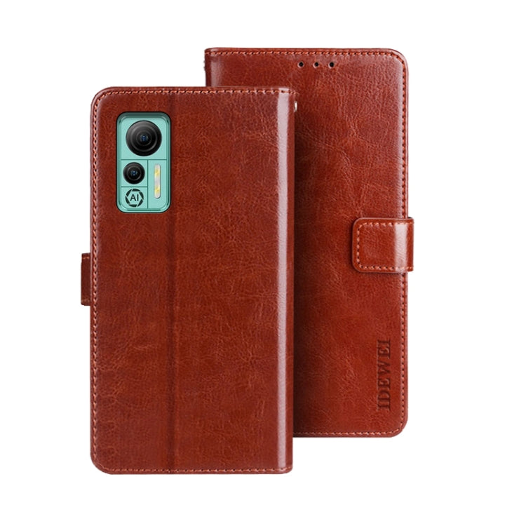 For Ulefone Note 14 idewei Crazy Horse Texture Leather Phone Case with Holder(Brown) by idewei