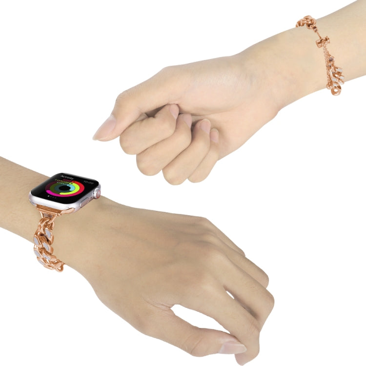 Metal Night Light Chain Watch Band For Apple Watch Ultra 49mm&Watch Ultra 2 49mm / Series 9&8&7 45mm / SE 3&SE 2&6&SE&5&4 44mm / 3&2&1 42mm (Gold) by bashfashion