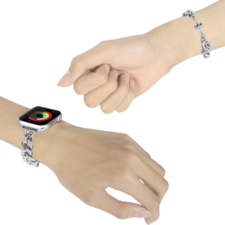 Metal Night Light Chain Watch Band For Apple Watch Ultra 49mm&Watch Ultra 2 49mm / Series 9&8&7 45mm / SE 3&SE 2&6&SE&5&4 44mm / 3&2&1 42mm (Silver) by bashfashion