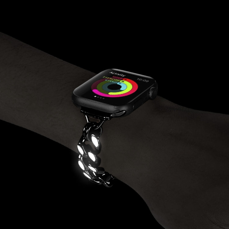 Metal Night Light Chain Watch Band For Apple Watch Ultra 49mm&Watch Ultra 2 49mm / Series 9&8&7 45mm / SE 3&SE 2&6&SE&5&4 44mm / 3&2&1 42mm (Gold) by bashfashion