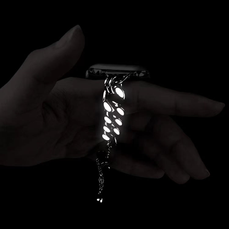 Metal Night Light Chain Watch Band For Apple Watch Ultra 49mm&Watch Ultra 2 49mm / Series 9&8&7 45mm / SE 3&SE 2&6&SE&5&4 44mm / 3&2&1 42mm (Silver) by bashfashion