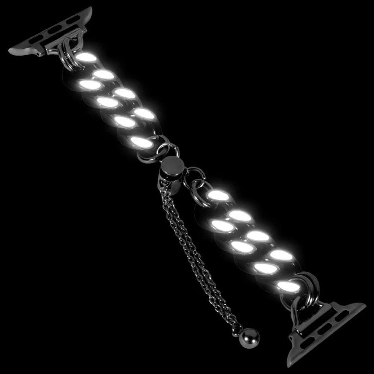 Metal Night Light Chain Watch Band For Apple Watch Series 9&8&7 41mm / SE 3&SE 2&6&SE&5&4 40mm / 3&2&1 38mm (Black) by bashfashion