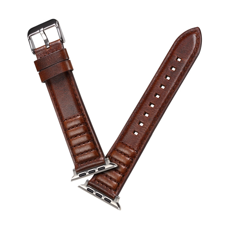 Oil Wax Genuine Leather Watch Band For Apple Watch Ultra 49mm&Watch Ultra 2 49mm / Series 9&8&7 45mm / SE 3&SE 2&6&SE&5&4 44mm / 3&2&1 42mm (Brown) by bashfashion
