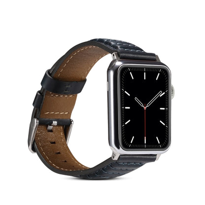 Oil Wax Genuine Leather Watch Band For Apple Watch Series 9&8&7 41mm / SE 3&SE 2&6&SE&5&4 40mm / 3&2&1 38mm (Blue) by bashfashion